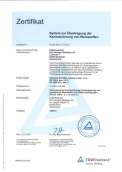 Zertifikat Kennzeichung von Werkstoffen
